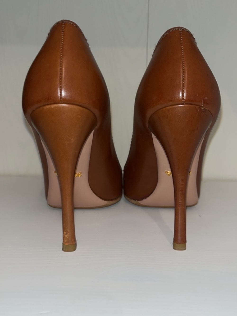 Prada Brown Leather Pointed-Toe Stiletto Pumps - Picture 4 of 14